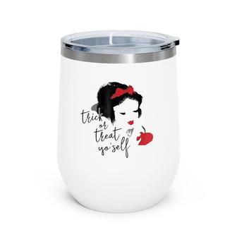 Snow White Trick Or Treat Graphic Wine Tumbler | Mazezy