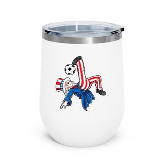 Soccer 4Th Of July Kids Boys Uncle Sam American Flag Wine Tumbler | Mazezy DE