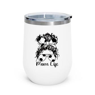 Soccer Mom Funny Soccer Ball Glasses Bow Mom Life Wine Tumbler | Mazezy