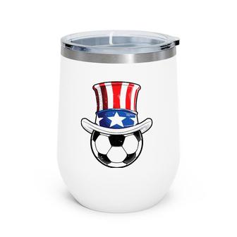 Soccer Uncle Sam 4Th Of July Kids Boys American Flag Funny Wine Tumbler | Mazezy