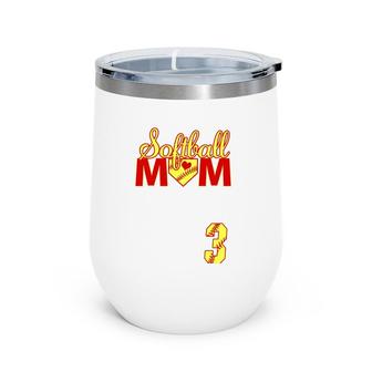 Softball Mom Mother's Day 3 Fastpitch Jersey Number 3 Ver2 Wine Tumbler | Mazezy