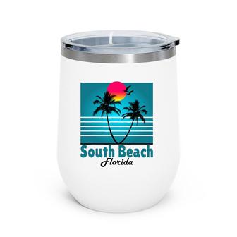 South Beach Miami Florida Seagulls Souvenirs Wine Tumbler | Mazezy