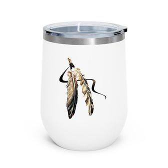 Southwest Native American Indian Tribal Art Colorful Feather Wine Tumbler | Mazezy