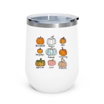 Speech Therapy Halloween Pumpkins For Slp Therapist Wine Tumbler | Mazezy