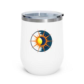 Spring Equinox Vernal Sun Moon Ray Wine Tumbler | Mazezy