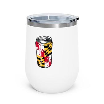 State Of Maryland Flag Beer Can Drinking Tee Md Wine Tumbler | Mazezy