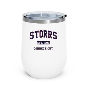Storrs Connecticut Ct Vintage Athletic Style Gift Wine Tumbler | Mazezy