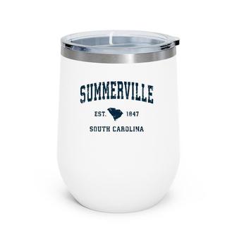 Summerville South Carolina Sc Vintage Sports Navy Print Pullover Wine Tumbler | Mazezy