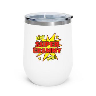 Super Grammy Super Power Grandma Grandmother Gift Wine Tumbler | Mazezy