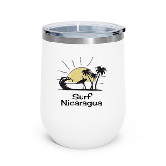 Surf Nicaragua Vacation Souvenir Surfing Wine Tumbler | Mazezy