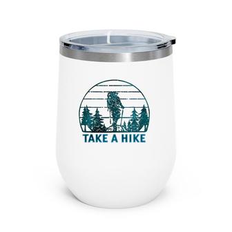 Take A Hike Beautiful Snowy Forest Hiker Wine Tumbler | Mazezy