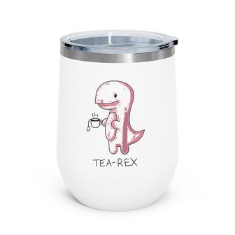 Tea Rex Dinosaur Cartoon Lover Funny Cute Dino Raglan Baseball Tee Wine Tumbler | Mazezy