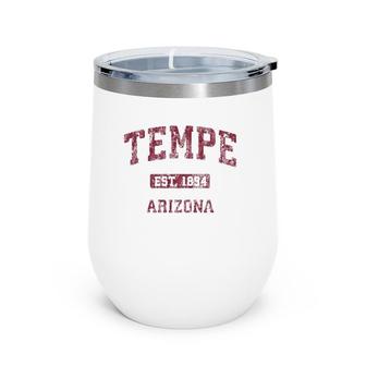 Tempe Arizona Az Vintage Athletic Sports Design Pullover Wine Tumbler | Mazezy