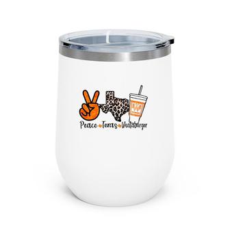 Texas Peace Whataburger Cup Leopard Map Sign Hand Wine Tumbler | Mazezy UK