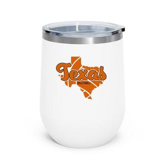 Texas Volleyball Retro Script Wine Tumbler | Mazezy