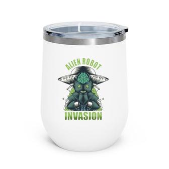 The Alien Robot Invasion Music Wine Tumbler | Mazezy