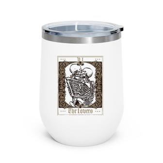 The Lovers Vintage Tarot Card Skeleton Wine Tumbler | Mazezy