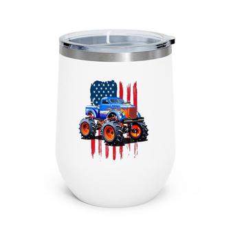 The Perfect American Flag Monster Truck's Rule Wine Tumbler | Mazezy