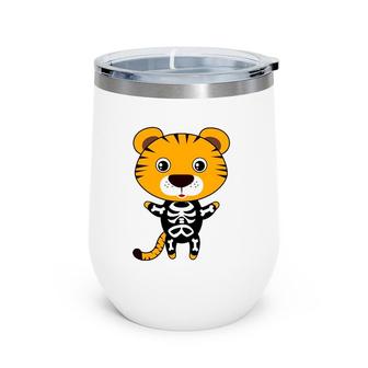 Tiger Skeleton Xray Costume Cute Easy Animal Halloween Gift Wine Tumbler | Mazezy