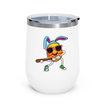 Toddler Boys Easter Bunny Baseball Pitcher Outfit Kids Teens Wine Tumbler | Mazezy