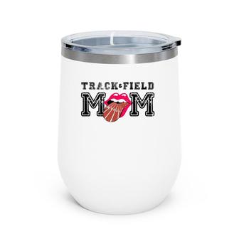Track & Field Mom Sporting Lips Tongue Support Team Mother Wine Tumbler | Mazezy