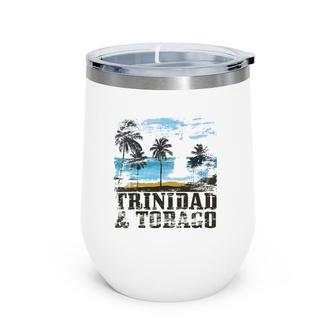 Trinidad & Tobago Vintage Surfer Caribbean Beach Souvenir Wine Tumbler | Mazezy