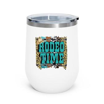 Turquoise Rodeo Decor Graphic Rodeo Time Wine Tumbler | Mazezy