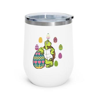 Turtle Egg Hunting Easter Day Cute Animal Boys Girls Kids Wine Tumbler | Mazezy