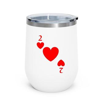 Two Of Hearts Costume Halloween Deck Of Cards Wine Tumbler | Mazezy