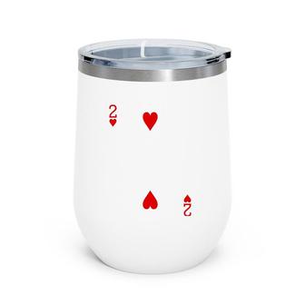 Two Of Hearts Playing Card Wine Tumbler | Mazezy