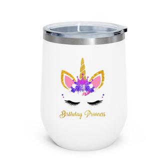 Unicorn Birthday Princess Unicorn Girl Birthday Party Wine Tumbler | Mazezy