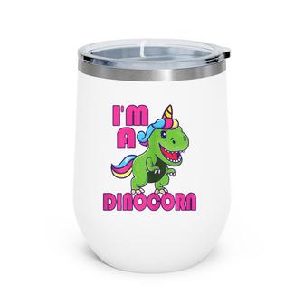 Unicorn Dinosaur Unicorn Cute Dinocorn Fun Dino Girl Trex Wine Tumbler | Mazezy