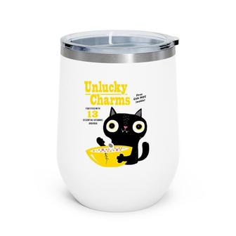 Unlucky Charms Black Cat Poster Cereal Box Wine Tumbler | Mazezy