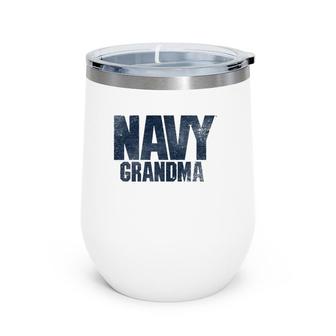US Navy Grandma Proud Grandmother Gift Wine Tumbler | Mazezy DE