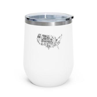 Usa Map Outline With State Names Graphic Wine Tumbler | Mazezy