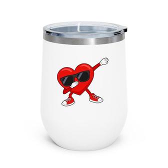 Valentine's Day Dabbing Heart Funny Boys Girls Kids Gift Wine Tumbler | Mazezy
