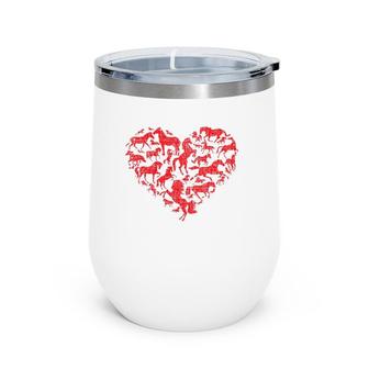 Valentine's Day I Love Horses Distressed Heart Equestrian Wine Tumbler | Mazezy