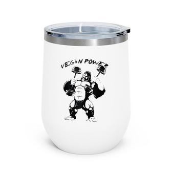 Vegan Power Awesome Bigfoot Bodybuilding Funny Gift Wine Tumbler | Mazezy
