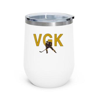 Vgk Ice Hockey Golden Player Fan Wine Tumbler | Mazezy