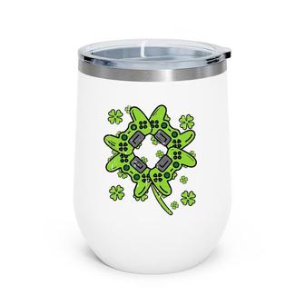 Video Game Shamrock Men Boys Kids St Patrick's Day Gamer Wine Tumbler | Mazezy