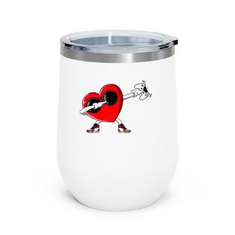 Video Gamer Heart Controllers Valentine's Day Dabbing Heart Wine Tumbler | Mazezy