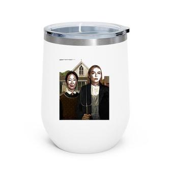 Villanelle And Eve American Gothic Killing Eve Wine Tumbler | Mazezy