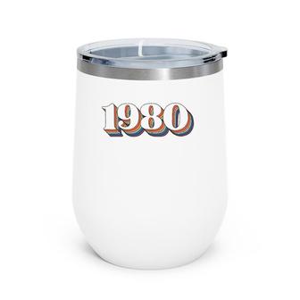 Vintage 1980 Birthday S For Women Retro Gift For Wife Wine Tumbler | Mazezy