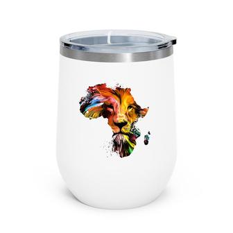 Vintage African Lion Lion Face Zoo Animal Africa Lion Wine Tumbler | Mazezy
