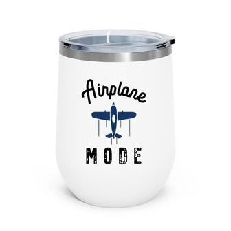 Vintage Airplane Mode Pilot Flight Attendant Summer Travel Wine Tumbler | Mazezy