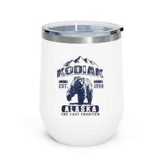 Vintage Bear Kodiak Alaska - Alaska The Last Frontier Tank Top Wine Tumbler | Mazezy