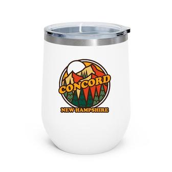 Vintage Concord New Hampshire Mountain Hiking Souvenir Print Wine Tumbler | Mazezy