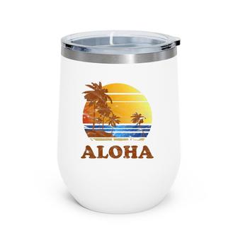 Vintage Hawaiian Islands Aloha Family Vacation Wine Tumbler | Mazezy CA