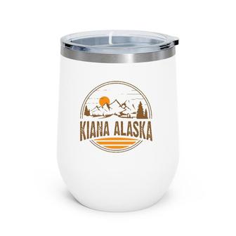Vintage Kiana, Alaska Mountain Hiking Souvenir Print Wine Tumbler | Mazezy