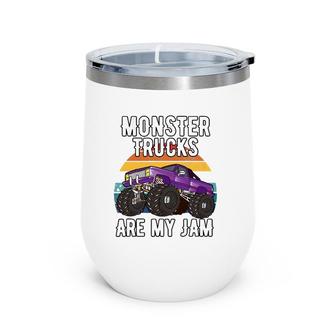 Vintage Monster Truck Are My Jam Boys Girls Birthday Gift Wine Tumbler | Mazezy DE